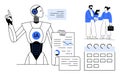Artificial Intelligence Robot Presenting Data Insights with Professional Interaction and Calendar Planning Royalty Free Stock Photo