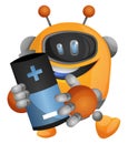Robot holding the battery illustration vector Royalty Free Stock Photo