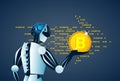 Robot Holding Bitcoin Crypto Currency Banner Digital Web Money Concept Royalty Free Stock Photo