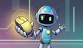 Robot holding computer mouse futuristic tech. Royalty Free Stock Photo