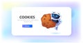 robot holding cookie protection of personal information internet web pop up we use cookies policy notification