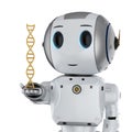 Robot holding dna helix Royalty Free Stock Photo
