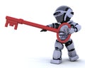 Robot holding a key Royalty Free Stock Photo