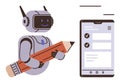Robot Holding Pencil Next to Smartphone with Task Checklist Interface Royalty Free Stock Photo