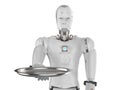 Robot holding serving tray