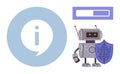 Robot with Shield Protecting Data and Information Security Progress Bar Royalty Free Stock Photo