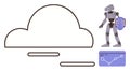Robot Guarding Cloud Data with Analytics for Cybersecurity and Digital Protection Royalty Free Stock Photo