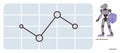Robot holding shield next to line chart representing data connectivity and protection Royalty Free Stock Photo