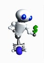 Robot Holding A Small Dollar Sign Royalty Free Stock Photo