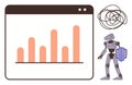 Robot Analyzing Data Chart in a Web Interface with Confusion Symbol Royalty Free Stock Photo