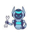 Robot holding wrench vector illustration. Robot character pose Royalty Free Stock Photo