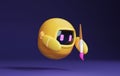 Robot holds aintbrush to create futuristic digital art on purple background