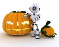 Robot with holiday jack-o-lantern