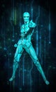 Robot hologram circuit turquoise