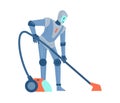 Robot home servant or housework helper flat vector illustration isolated.