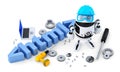 Robot with HTML sign. Technology concept. Isolated. Contains clipping path