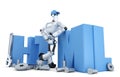 Robot with HTML sign. Technology concept. Isolated. Containsclipping path