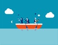 Robot and Human conflict. Concept business direction vector illustration, Boat, Direction, Technology