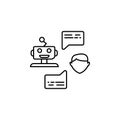 Robot and human conversation concept line icon. Simple element illustration. Robot and human conversation concept outline symbol d