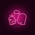 robot and human conversation icon. Elements of artifical in neon style icons. Simple icon for websites, web design, mobile app,