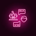 Robot and human conversation neon icon. Elements of Artifical intelligence set. Simple icon for websites, web design, mobile app,