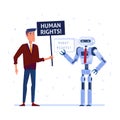 Robot and human fighting for the rights.