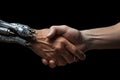 robot and human handshake