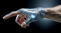 robot and human handshake. Concept of artificial intelligence for industrial revolution