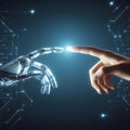 Robot and human touching fingers Royalty Free Stock Photo