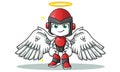 Robot humanoid angel mascot vector cartoon illustration Royalty Free Stock Photo