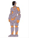 Robot humanoid body standing pose cyborg futuristic technology modern artificial intelligence cyber machine science