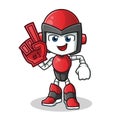 Robot humanoid number one fan mascot vector cartoon illustration Royalty Free Stock Photo