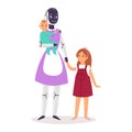 Robot humanoid people vector futuristic robotic cartoon characters cybernetic cyber life technology illustration set of
