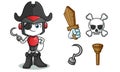 Robot humanoid pirate mascot cartoon illustration Royalty Free Stock Photo