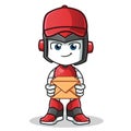 Robot humanoid postman mascot vector cartoon illustration