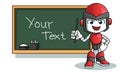 Robot humanoid teacher and black board mascot vector cartoon illustration