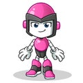 Robot humanoid woman mascot vector cartoon illustration