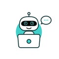 Robot icon. Chat Bot sign for support service concept. Chatbot character flat style