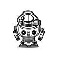 Robot Icon hand draw black colour logo symbol perfect