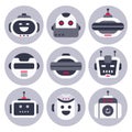 Robot icon. Robotic chatbot avatar, computer chat help bot robots and virtual assistant digital chatting bots isolated