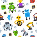 Robot icons vector set logo robotic machine technology robocop cartoon character AI artificial Intelligence robotechnic