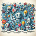 Robot Illustration Ripped paper featuring illustrations or graph Royalty Free Stock Photo