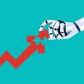 Robot inserts the missing puzzle in arrow graph up