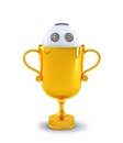 Robot inside the trophy. Technology concept