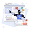 Robot interacting with elearning platform interface Royalty Free Stock Photo