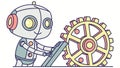 Robot Interacting with Gear, Mechanical Engineering Innovation, vector design Generative AI Royalty Free Stock Photo