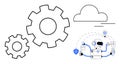 Robot Managing Gears, Cloud Computing, and Security Tools in a Technology-Focused Workflow Royalty Free Stock Photo