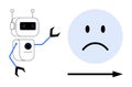 Robot Interaction with Sad Face Icon Emotional Expressions and Technology Royalty Free Stock Photo