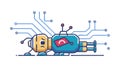 Robot with Internal Circuits, Advanced AI and Humanoid Tech Icon, vector design Generative AI Royalty Free Stock Photo