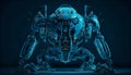 Robot intricate neon blue Artificial Intelligence blueprint tech robotics future futuristic
